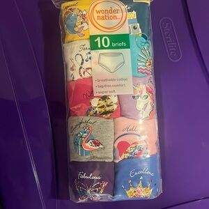WONDER NATION Girls 10-pack Multicolor Briefs Panties Underwear Size 10